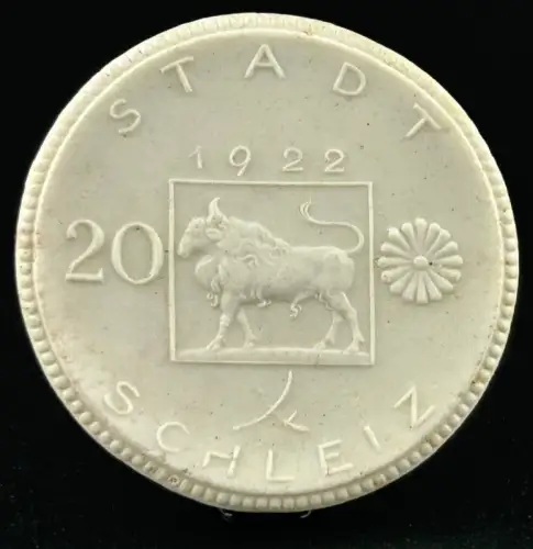 20 Mark 1922 Stadt Schleiz Porzellan Weiß Notgeld