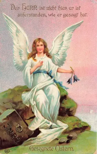AK Ostern Gesegnete Ostern Engel Spruchkarte gelaufen 1911 Postkarte