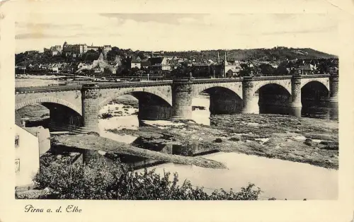 AK Pirna a. d. Elbe Elbbrücke Sachsen ungelaufen Postkarte