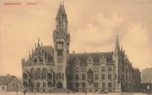 AK Saarbrücken Rathaus Saarland 1915 gelaufen Feldpostkarte
