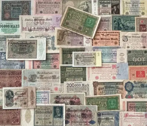 Lot / Konvolut 50 Original Geldscheine Banknoten Deutsches Reich, Inflation