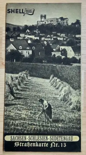 SHELL Straßenkarte 13 Sachsen - Schlesien - Sudetengau 1939