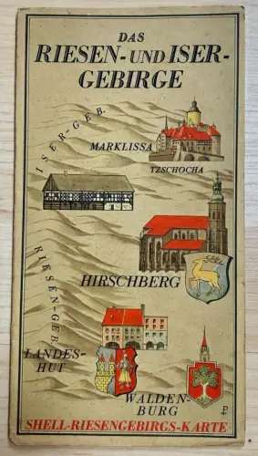 SHELL Riesengebirge und Isergebirge Landkarte Straßenkarte 1935