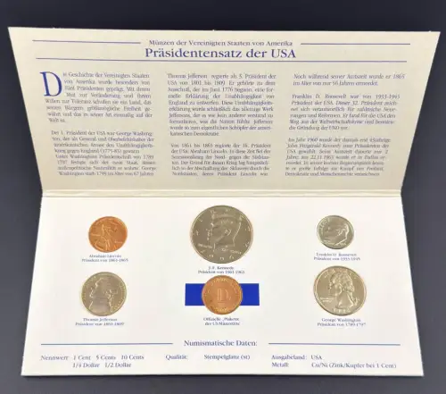 USA KMS 1996 Die berühmtesten Präsidenten der USA Präsidentensatz Kursmünzensatz