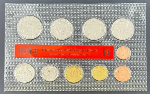 BRD KMS Deutsche Mark 1994 D München Kursmünzensatz