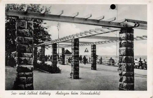 AK Kolberg See & Solbad Anlagen beim Strandschloss Pommern ungelaufen Postkarte