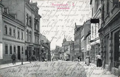 AK Reichenbach Zwickauerstraße Vogtland Sachsen 1910 gelaufen Postkarte