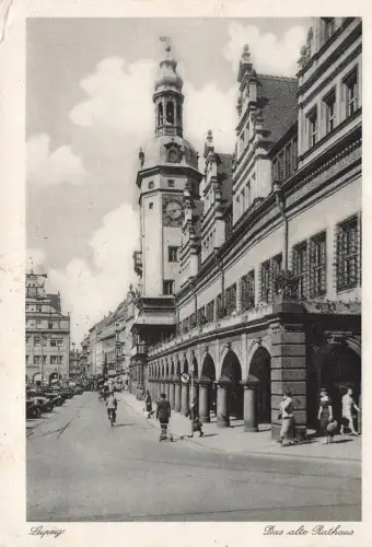 AK Leipzig Altes Rathaus Oldtimer Sachsen 1940 gelaufen Postkarte