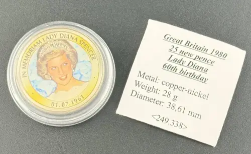 Lady Diana 60. Geburtstag Medaille Großbritannien Medaille mit Zertifikat