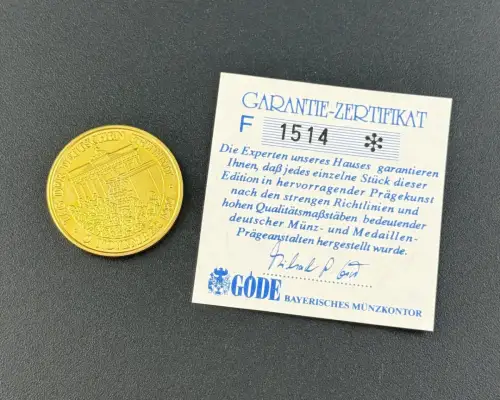 Tag der deutschen Freiheit 9. November 1989 Medaille mit Zertifikat