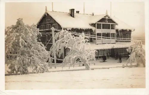 AK Klein Aupa Sommer u. Wintersportplatz Tippeltbaude Winter Böhmen gelaufen