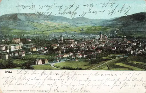 AK Jena Panorama Stadtansicht Thüringen 1904 gelaufen Postkarte