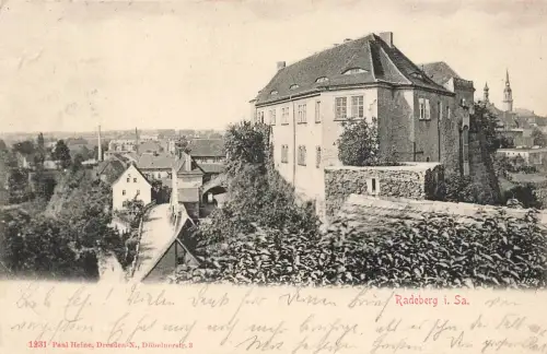 AK Radeberg Stadtansicht Kirche Sachsen 1906 gelaufen Postkarte