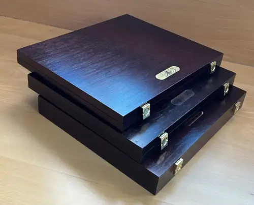 3 x Holz Etui Holzmünzbox Münzen Medaillen Leer