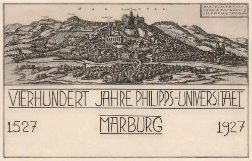 AK Marburg Jubiläumskarte 400 Jahre Philipps Universität Hessen Postkarte