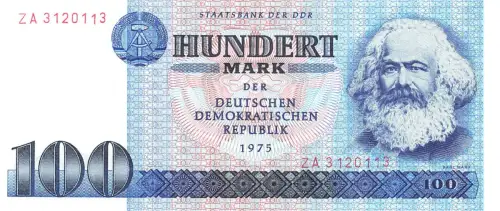DDR Banknote 100 Mark 1975 Karl Marx Ro: 363b Ersatznote KASSENFRISCH