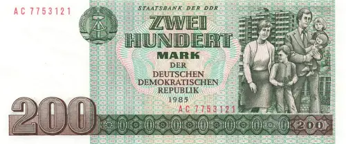 Orig. DDR Banknote 200 Mark 1985 Ro. 364a Kassenfrisch / UNC