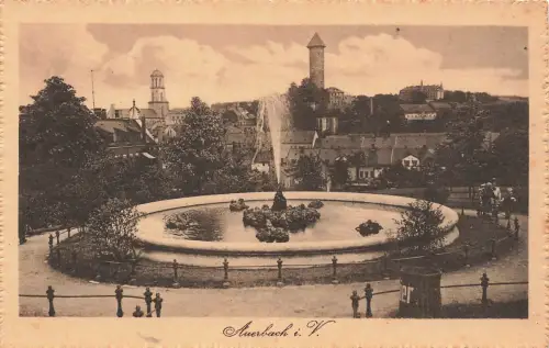 AK Auerbach Brunnenpartie Stadtpark Sachsen Vogtland ungelaufen Postkarte