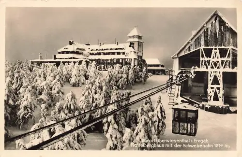 AK Oberwiesenthal Fichtelberghaus Schwebebahn Winteransicht Sachsen Postkarte