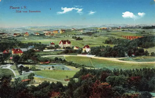 AK Plauen Stadtansicht vom Bärenstein Sachsen Vogtland ungelaufen Postkarte