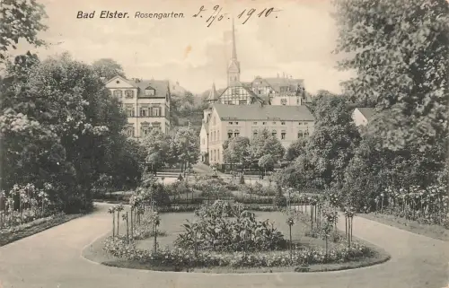 AK Bad Elster Rosengarten Sachsen 1910 gelaufen Postkarte