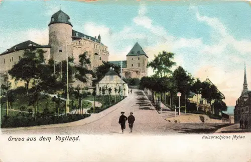 AK Mylau Kaiserschloss Sachsen Vogtland 1907 gelaufen Postkarte