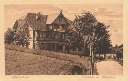 AK Brückenberg Brotbaude Gasthof Schlesien Riesengebirge Postkarte