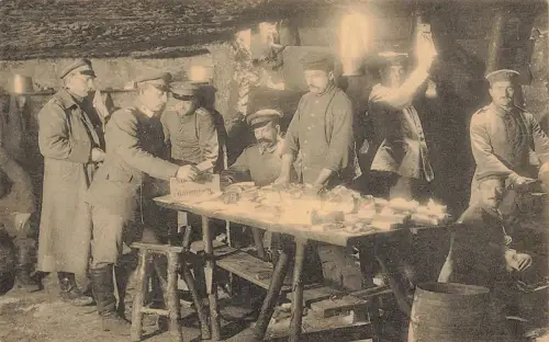 AK 1.WK Höhlenstellung Unterirdische Küche mit Fleischportion Patriotika