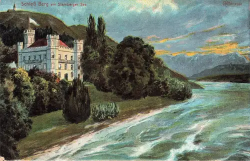 AK Starnberg Schloss Berg Starnberger See Bayern gelaufen 1906 Postkarte