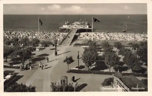 AK Ahlbeck Ostseebad Seebrücke Segelboot Mecklenburg-Vorpommern 1942 Postkarte