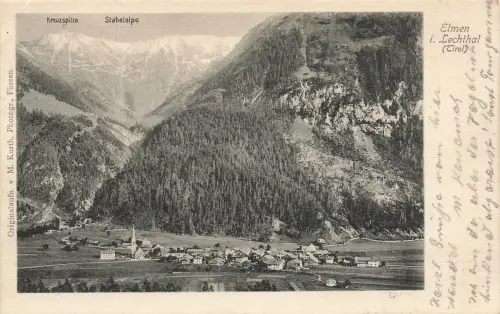 AK Elmen Kreuzspitze Stabelalpe Lechthal Ortsansicht Österreich 1904 Postkarte