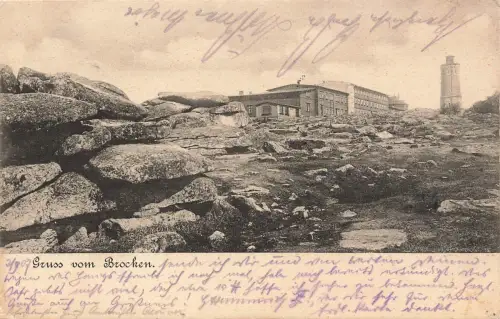 AK Brocken Hexenaltar Teufelskanzel Sachsen-Anhalt 1907 gelaufen Postkarte