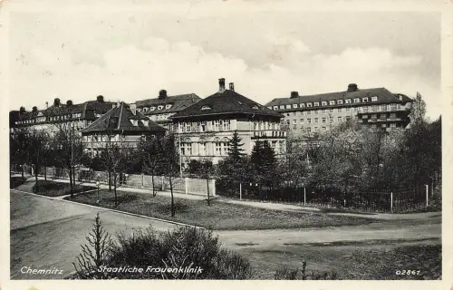 AK Chemnitz Staatliche Frauenklinik Sachsen 1939 gelaufen Postkarte