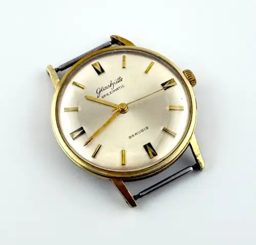 Glashütte GUB Spezimatic Kal. 74 Goldgehäuse 585 Edelstahlboden Herrenarmbanduhr