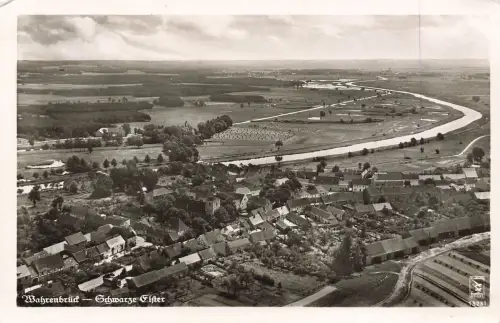 AK Wahrenbrück Schwarze Elster Luftaufnahme Brandenburg 1941 gelaufen Postkarte