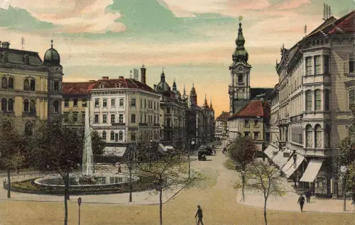 AK Graz Bismarckplatz Herrengasse Österreich 1908 gelaufen Postkarte