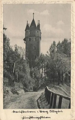 AK Kaufbeuren Fünfknopfturm Bayern 1943 gelaufen Feldpostkarte