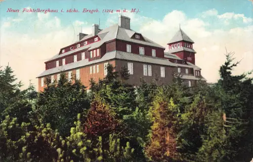 AK Oberwiesenthal Neues Fichtelberghaus Sachsen Erzgebirge 1912 Postkarte