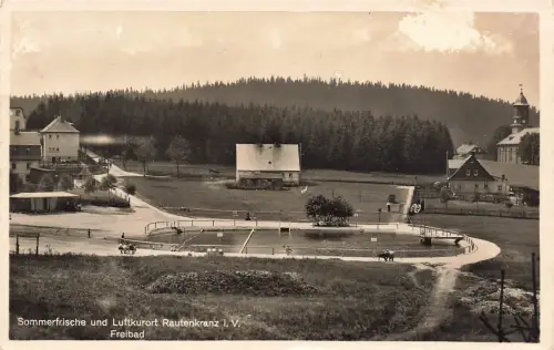 AK Rautenkranz Freibad Luftkurort Sachsen Vogtland 1939 gelaufen Postkarte