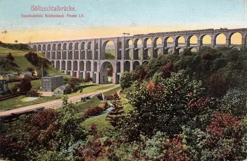 AK Reichenbach / Plauen Göltzschtalbrücke Vogtland Sachsen 1916 Postkarte