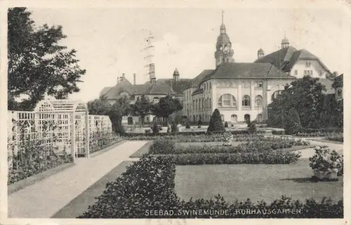 AK Swinemünde Seebad Kurhausgarten Pommern 1929 gelaufen Postkarte