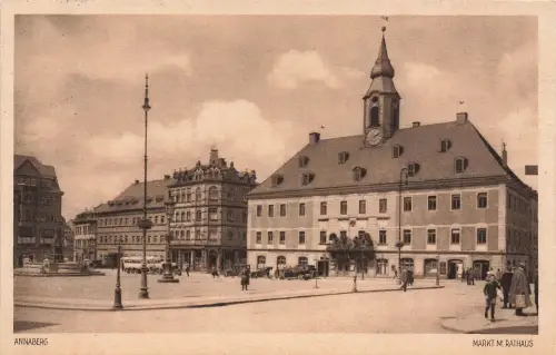 AK Annaberg Markt Rathaus Sachsen Erzgebirge 1928 gelaufen Postkarte