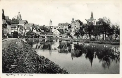AK Eschwege im Werra Land Brücke Ortsansicht Hessen 1936 gelaufen Feldpostkarte