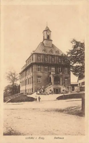 AK Lugau Rathaus Sachsen Erzgebirge ungelaufen Postkarte