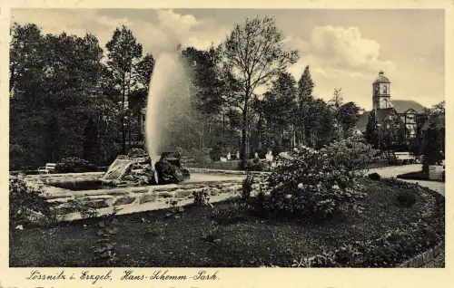 AK Lössnitz Hans Schemm Park Sachsen Erzgebirge gelaufen Postkarte