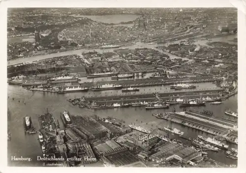 AK Hamburg Luftaufnahme Deutschlands größter Hafen Hamburg Postkarte