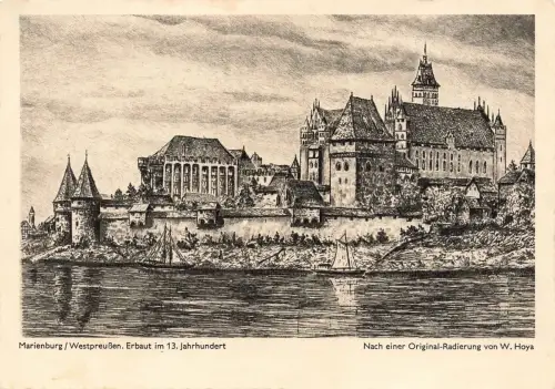 AK Malbork Marienburg Künstlerkarte Waldemar Hoya Westpreussen Postkarte