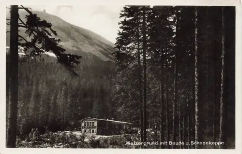 AK Melzergrund Baude Schneekoppe Schlesien Riesengebirge ungelaufen Postkarte