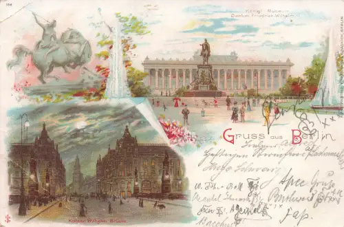 AK Berlin Kaiser Wilhelm Brücke Museum Berlin 1898 gelaufen Postkarte Litho
