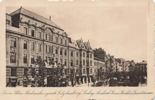 AK Lwow Ulica Akademicka Akademiegasse Lemberg Ukraine 1917 Feldpostkarte